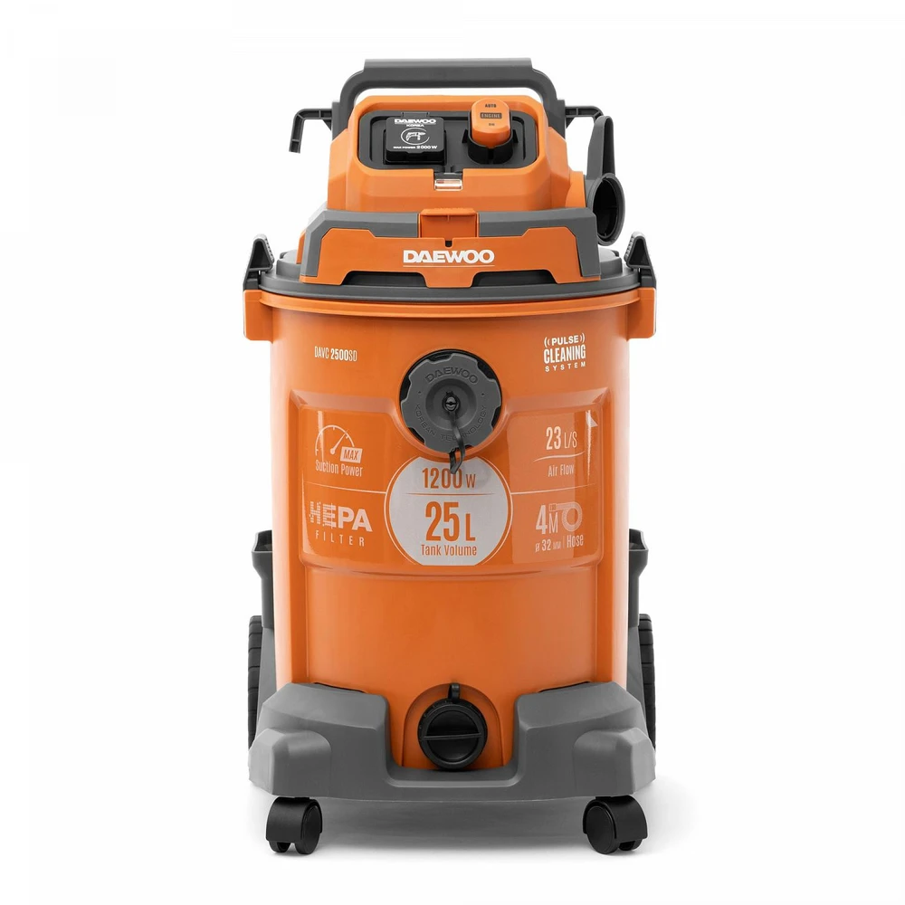Dulkių siurblys Vacuum Cleaner DAEWOO DAVC 2500SD Wet/dry/Industrial 1200 Watts Capacity 25 l Noise 85 dB Weight 8.5kg DAVC2500SD