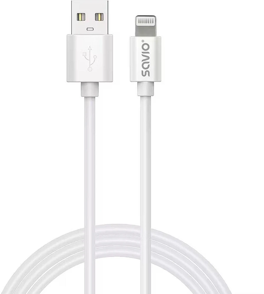 Savio CL-193 USB kabelis USB 2.0 2 m USB A USB C/Lightning Baltas