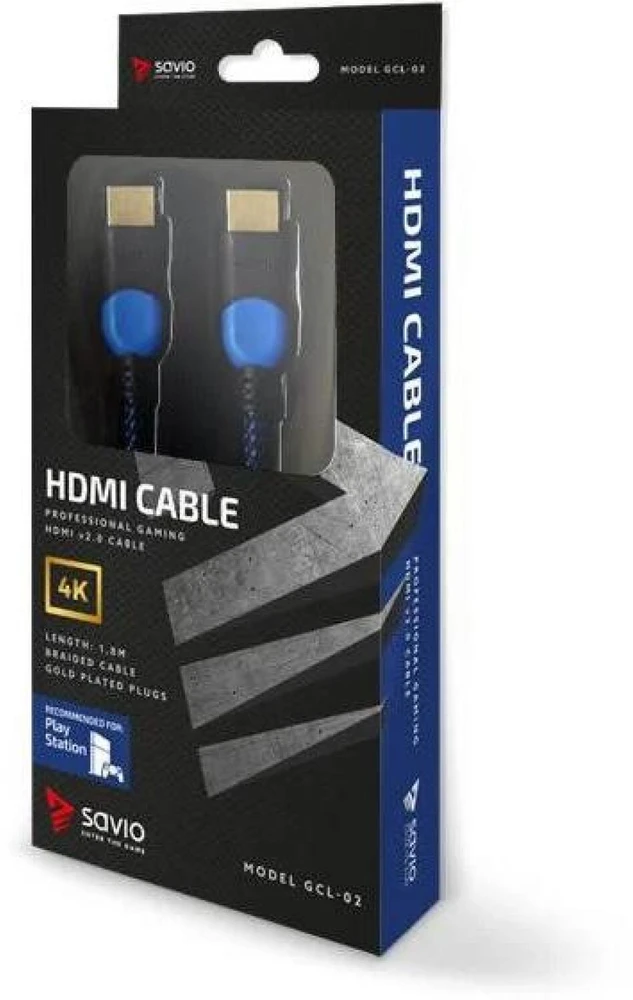 Savio GCL-02 HDMI cable 1.8 m HDMI Type A (Standard) Juodas,Mėlyna