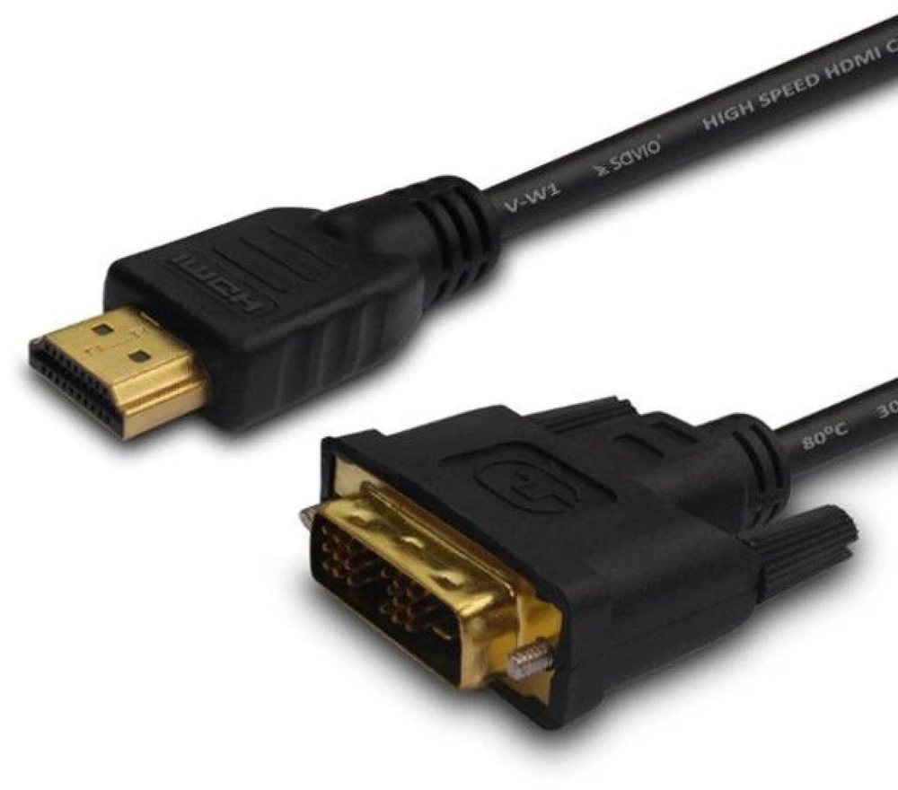 Savio CL-139 video cable adapter 1.8 m DVI-A HDMI Type A (Standard) Juodas
