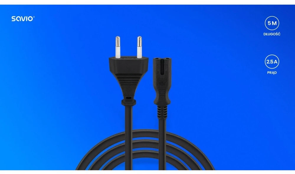 Savio Cable maitinimo blokas 2pin, 5m, cl-185