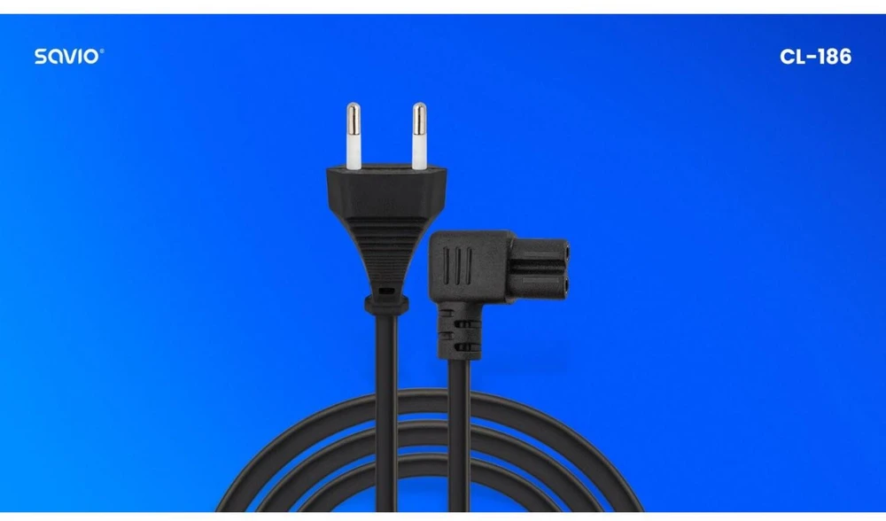 Savio Cable maitinimo šaltinis 2 kontaktų, c7 kampinis 5m, cl-186
