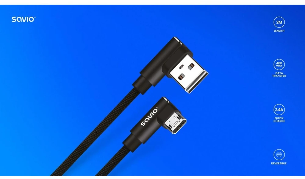 Kabelis su dvipuse USB jungtimi CL-162 SAVIO 2m