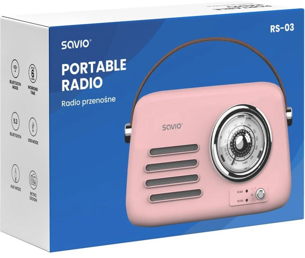 SAVIO RS-03 Portable radio, pink