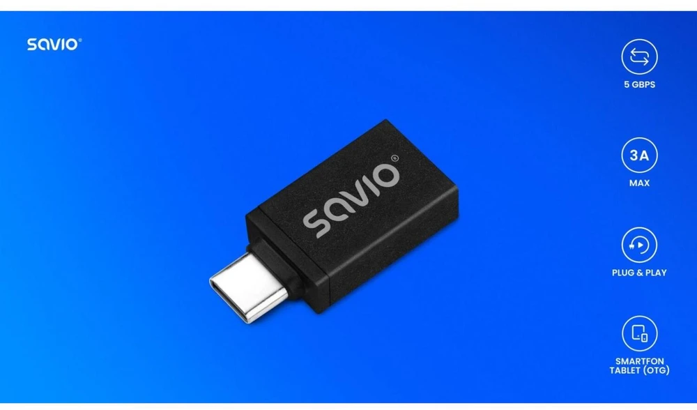Savio Adapteris USB-A 3.1 (F)-USB-C 3.1 (M) AK-80