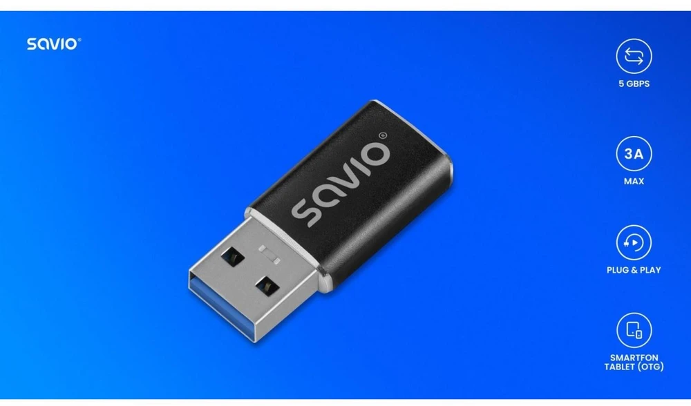 Savio Adapteris USB-C 3.1 (F) – USB-A 3.1 (M) AK-81