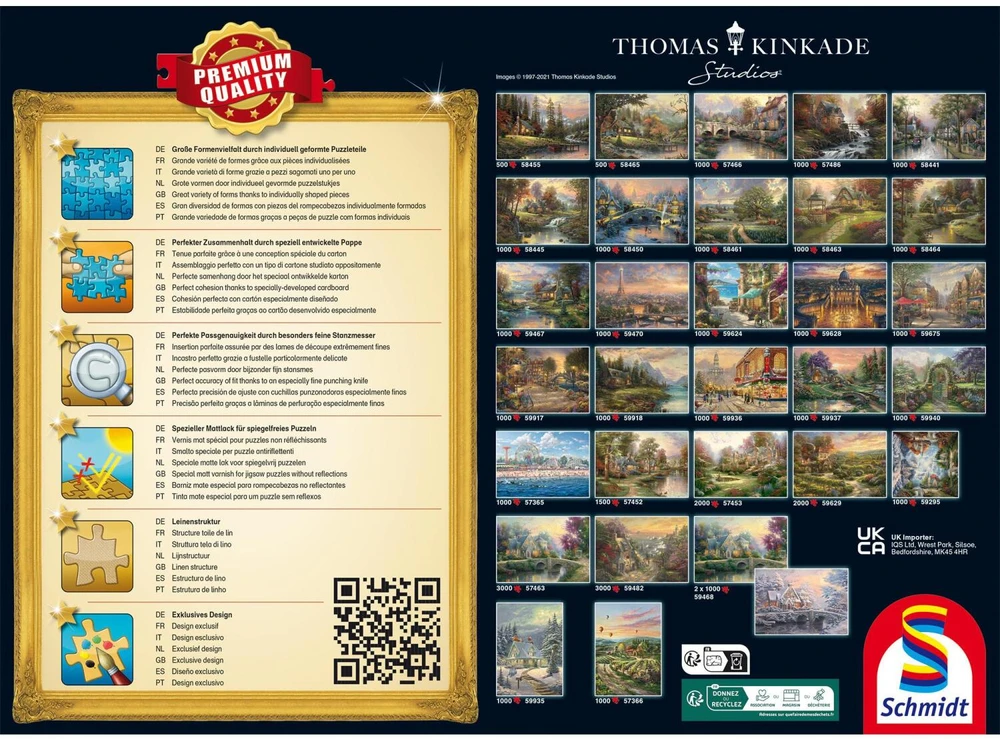 Schmidt Spiele Dėlionė 57529, 1000 vnt., 69.3x49.3 cm, Thomas Kinkade Studios, Kalėdų motyvas, kartonas, nuo 12 m.