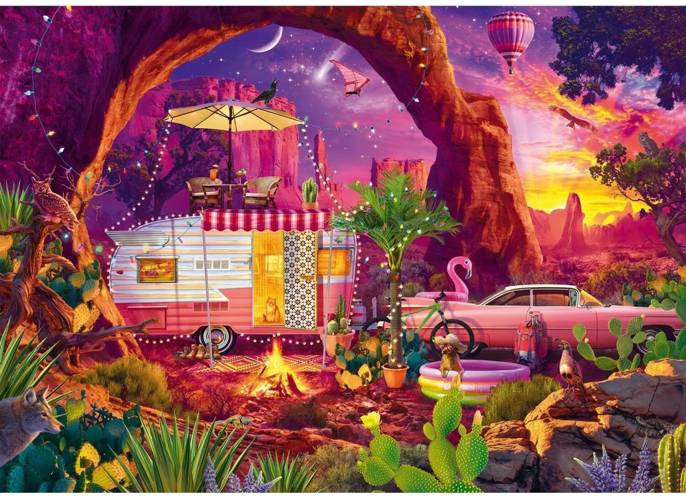 Schmidt Spiele Dėlionė Jeff Haynie: Camping-Paradies in der Wüste 58574, 1000 vnt., 69.3x49.3 cm, kartonas, įvairiaspalvė