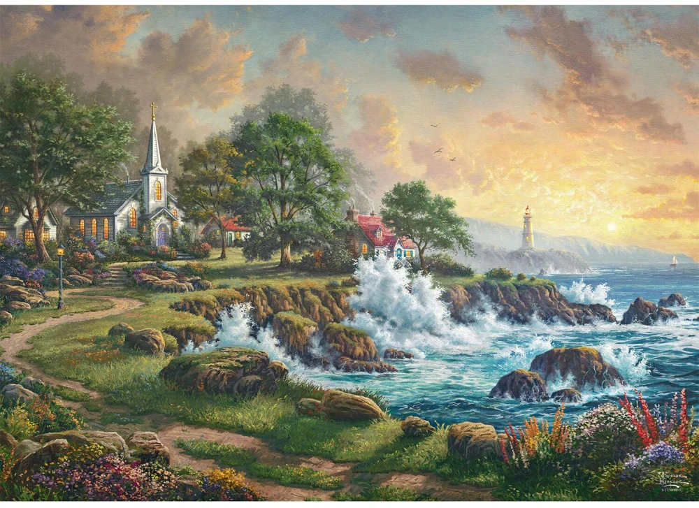 Schmidt Spiele Dėlionė Thomas Kinkade Studios Treasure By The Sea 58628, 1000 vnt., 69.3x49.3 cm, kartonas, matinis lakas, 12+ m.
