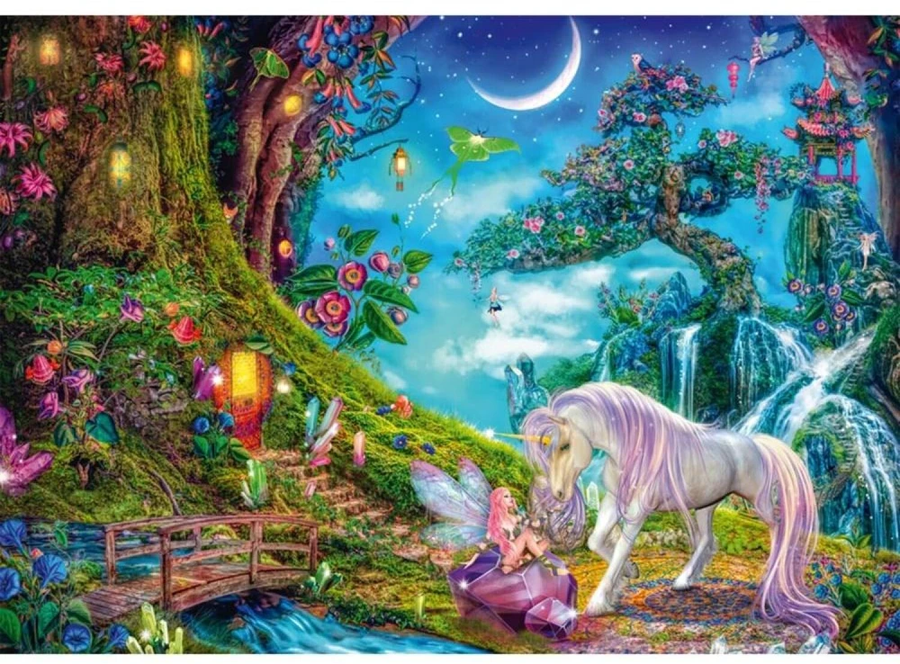 Schmidt Spiele Dėlionė Where Unicorn And Elf Say Goodnight 59790, 1000 vnt., 49.3 cm x 69.3 cm, įvairiaspalvė, kartonas, nuo 12 m.