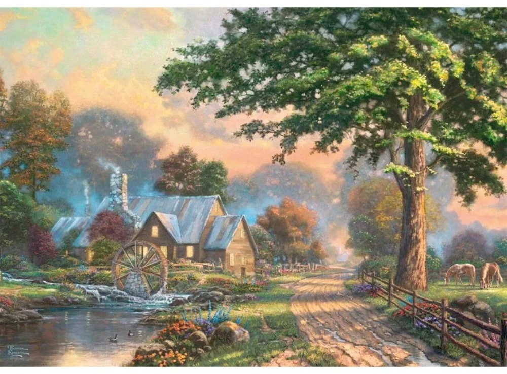 Schmidt Spiele medinė dėlionė Thomas Kinkade Studios 59797, 1000 vnt, 69,3x49,3cm, HDF, lazerinis pjovimas, Whimsies figūros