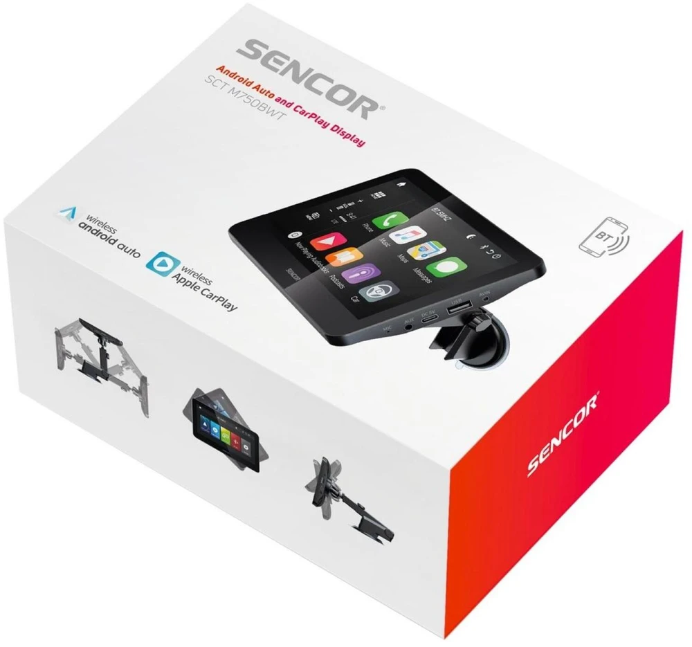 Automagnetola Sencor Atbulinės eigos kamera CarPlay ir Android Auto SCT M750
