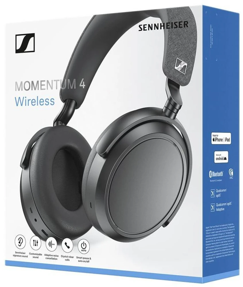 Belaidės ausinės Sennheiser Momentum Wireless 4 | ANC | Bluetooth 5.2 | Juodos