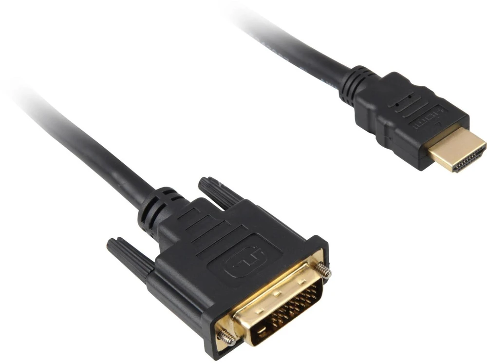 Sharkoon 1m - HDMI/DVI-D - 1 m - HDMI - DVI-D - Male - Male - 1920 x 1080 pikselių