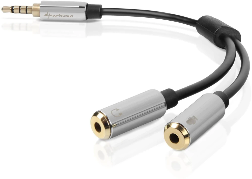 Adapteris AV Sharkoon Jack 3,5 mm – Jack 3,5 mm x2 pilka (4044951019632)
