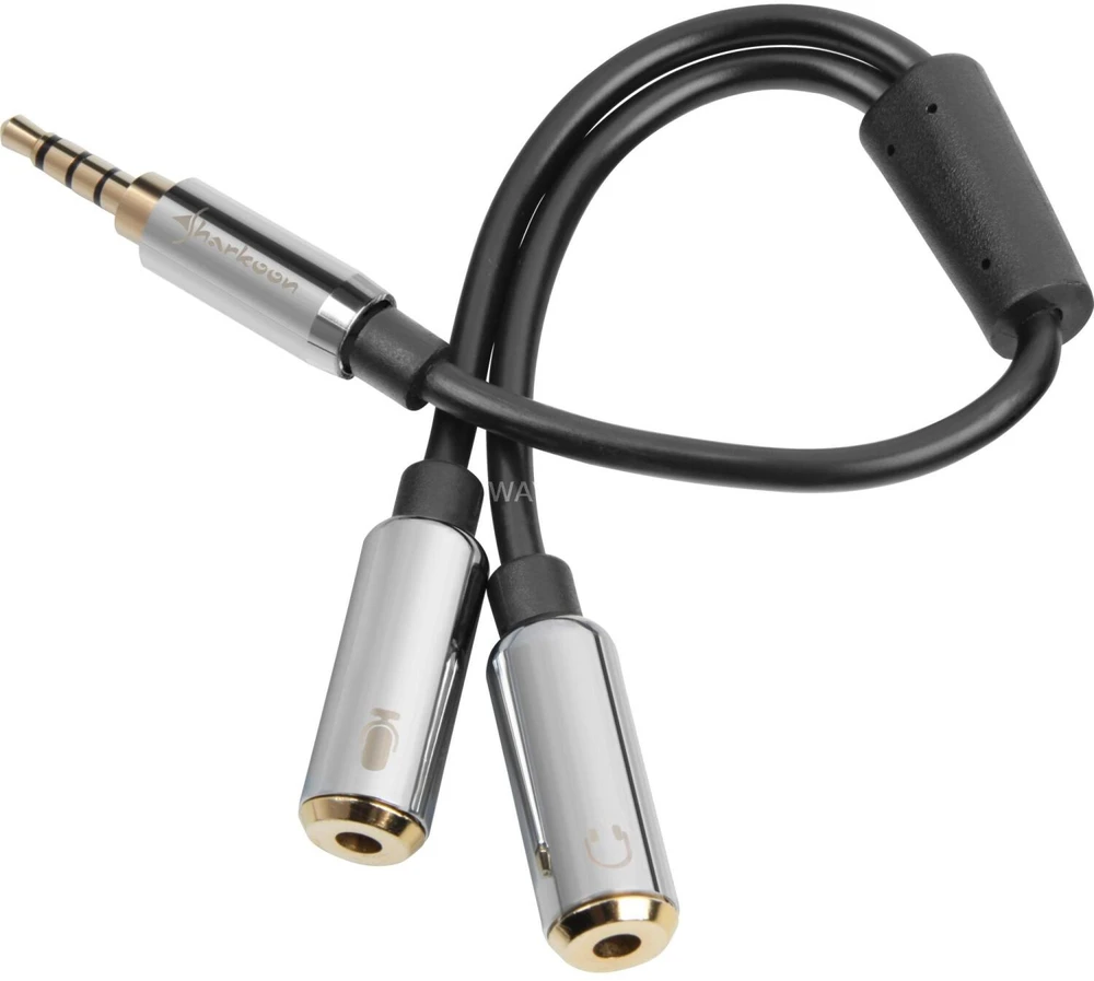 Adapteris AV Sharkoon Jack 3,5 mm – Jack 3,5 mm x2 pilka (4044951019632)