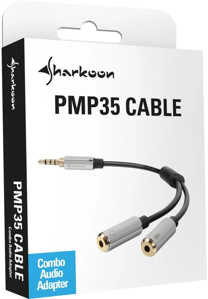 Adapteris AV Sharkoon Jack 3,5 mm – Jack 3,5 mm x2 pilka (4044951019632)
