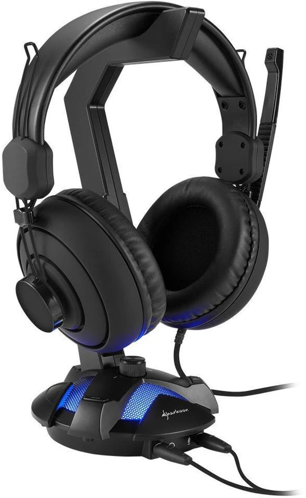 Ausinių stovas Sharkoon X-Rest 7.1, USB garso plokštė, LED, Juodas