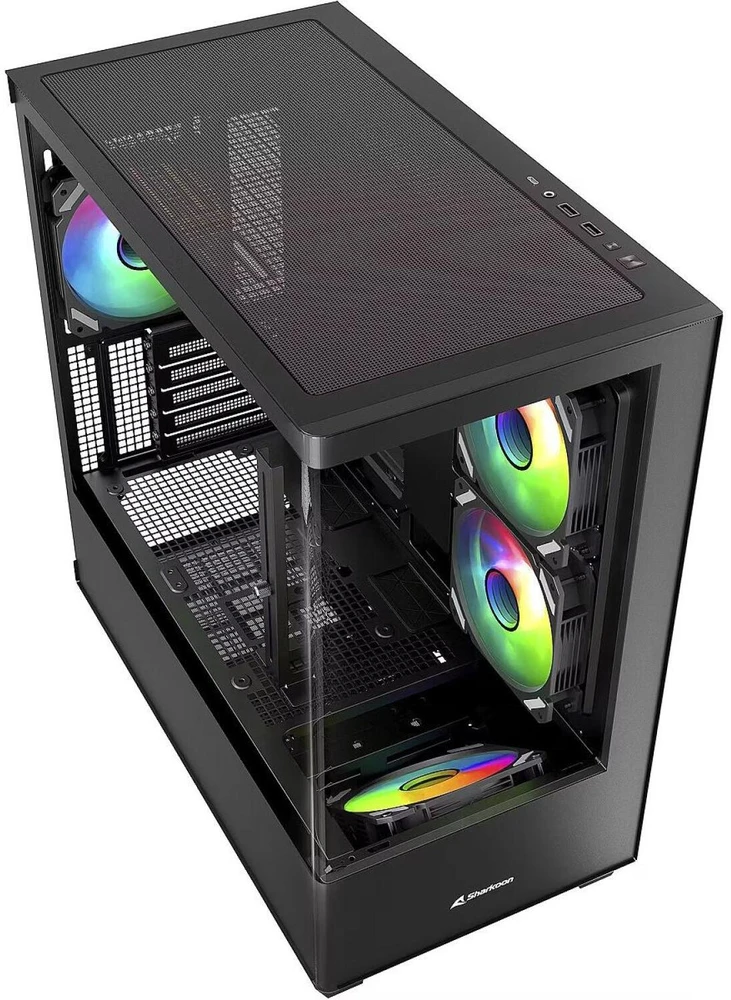 Sharkoon ELITE SHARK CM100, juodas bokšto korpusas, 2 grūdinto stiklo ekranai