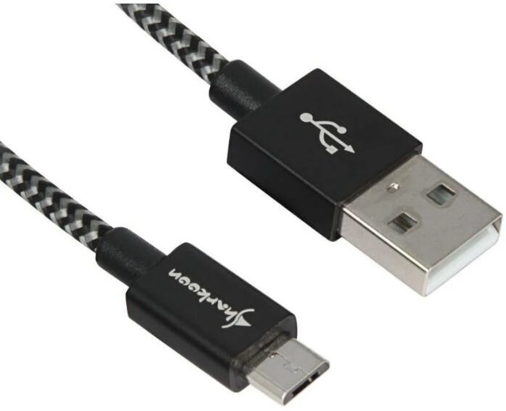 Sharkoon USB 2.0 A-B juodas / pilkas 3.0m - Aluminum + Braid