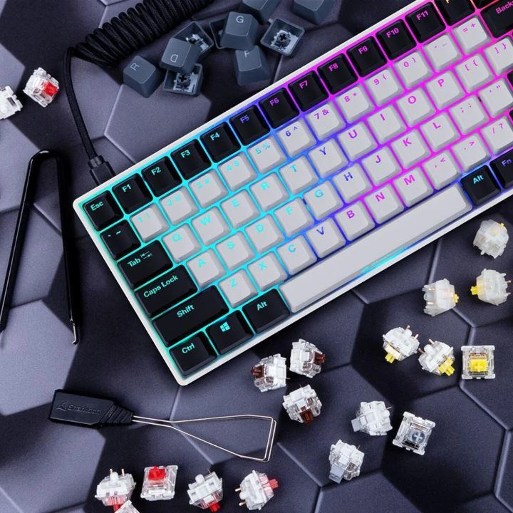 Sharkoon SKILLER SGK50 S3, Gaming-klaviatūra - baltas, FR-išdėstymas, Gateron Geltona