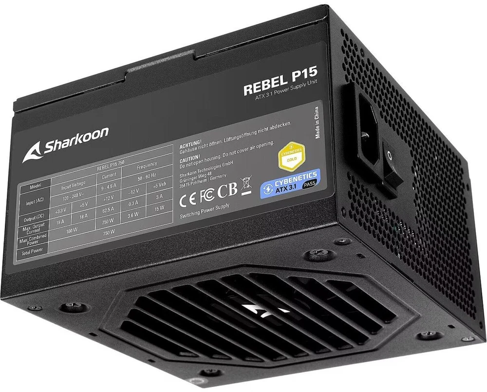 750WSharkoon Rebel P15 750 (1x 12-Pin High Power GPU, 4x PCIe, Kabelmanagement, 750 Watt)