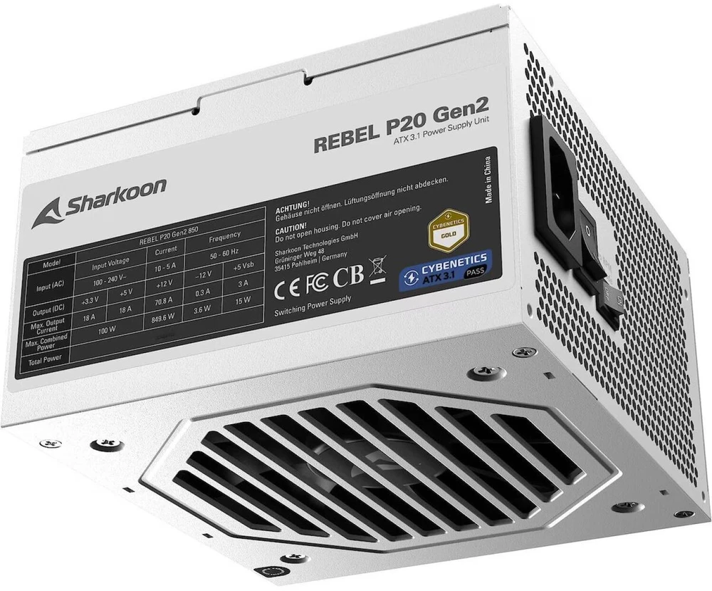 Sharkoon įkroviklis Rebel P20 Gen2 850W High Power baltas