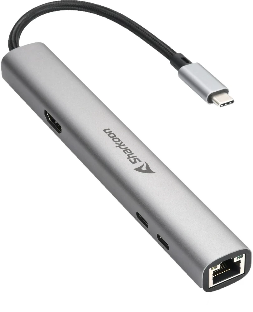 USB šakotuvas Sharkoon Sharkoon OfficePal Combo adapteris, prijungimo stotelė (pilka)
