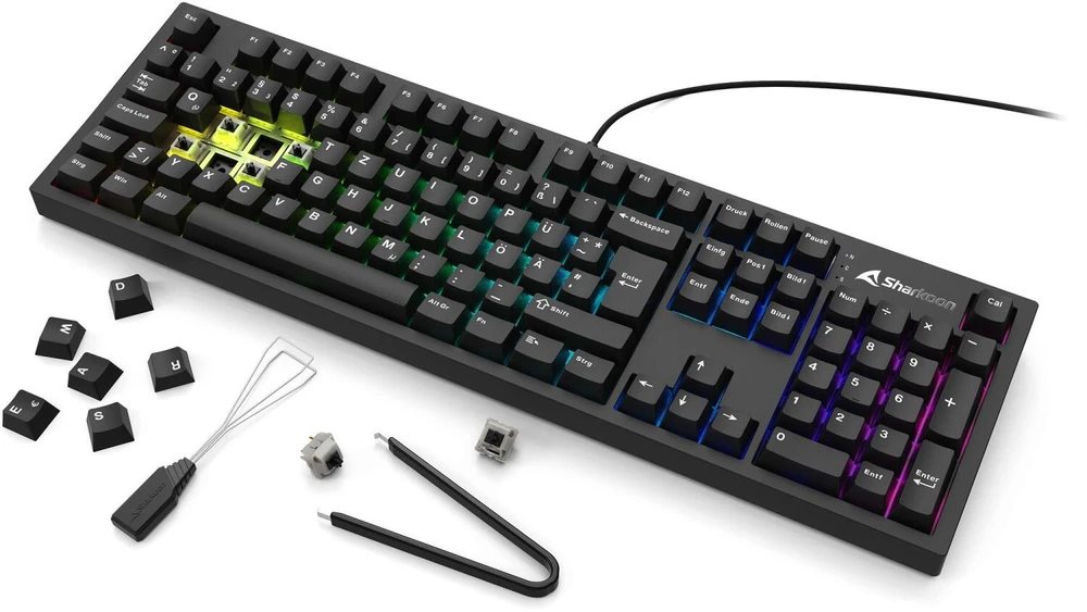 Sharkoon OfficePal KB70W, klaviatūra - juodas, DE-išdėstymas, Sharkoon Linear