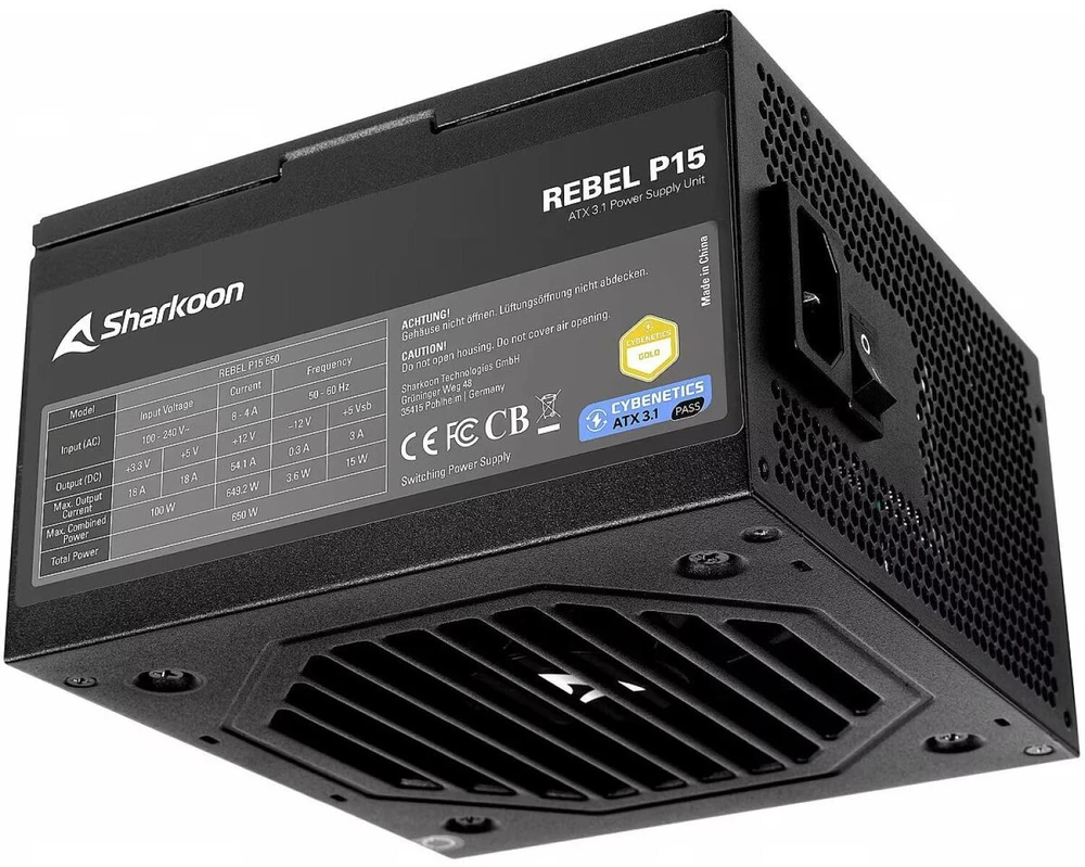 650W Sharkoon Rebel P15 650 (1x 12-Pin High Power GPU, 2x PCIe, Kabelmanagement, 650 Watt)