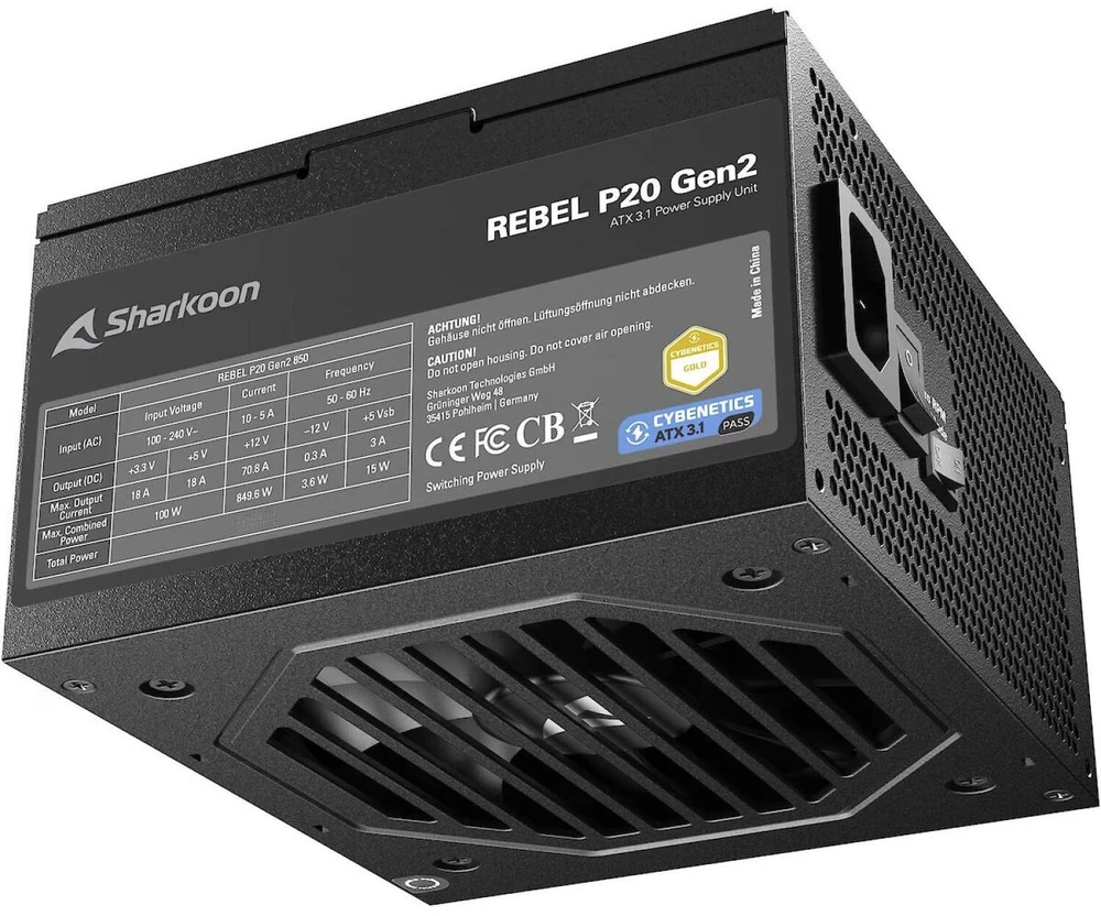 Sharkoon įkroviklis Rebel P20 Gen2 850W High Power schwar