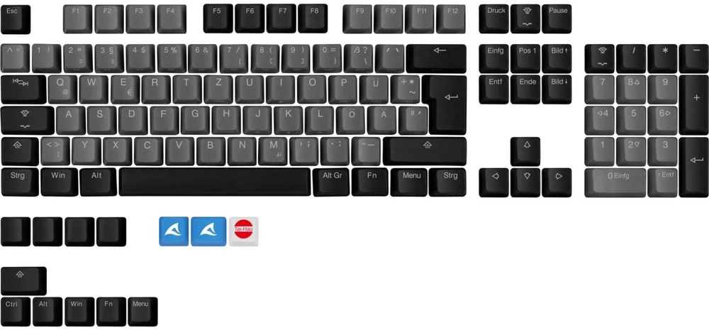 Klaviatūra Keychron Sharkoon SKILLER SAC20, keycap (juoda, 115 vienetų, ISO išdėstymas (DE))