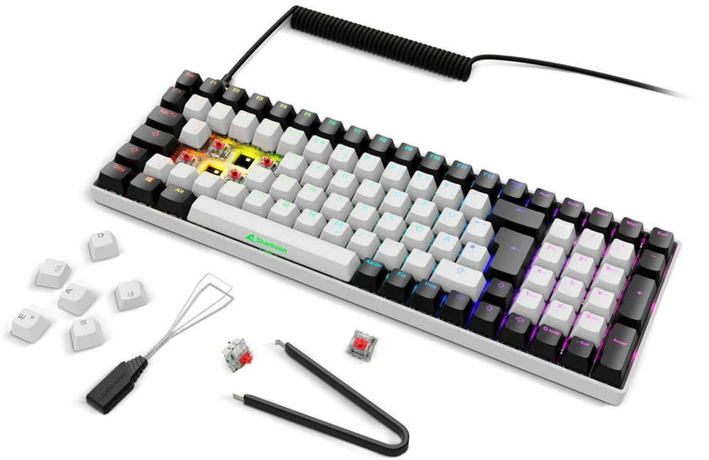 Sharkoon SKILLER SGK50 S2, Gaming-klaviatūra - baltas, DE-išdėstymas, Gateron Raudona
