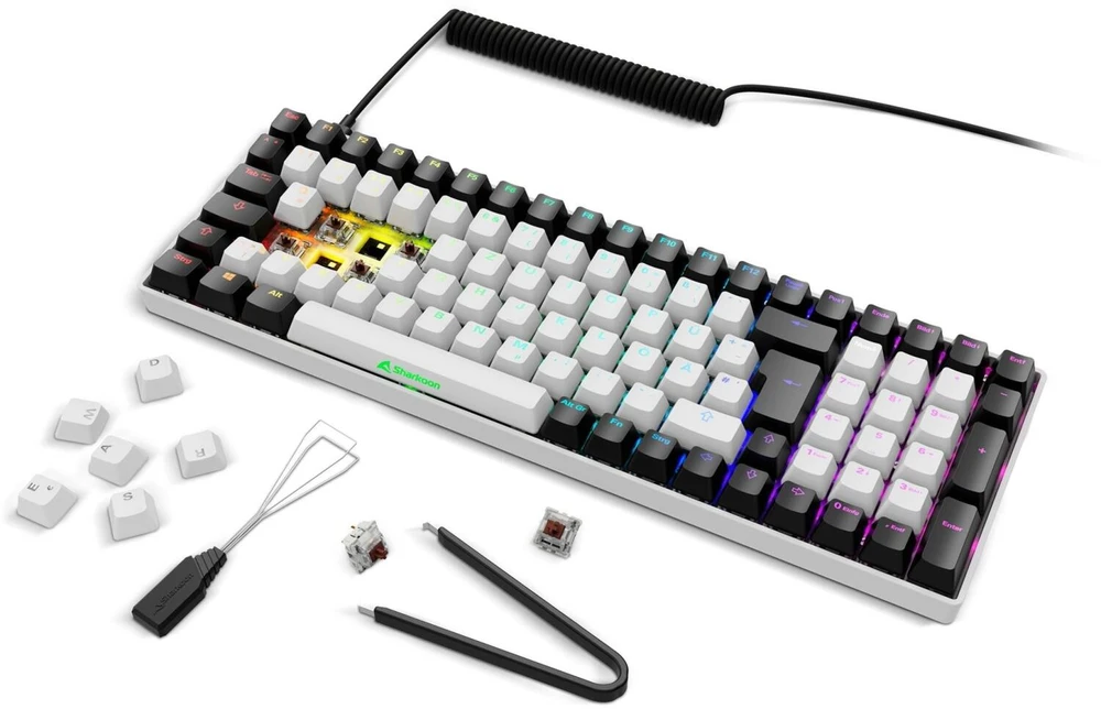 Sharkoon SKILLER SGK50 S2, Gaming-klaviatūra - baltas, DE-išdėstymas, Gateron Brown