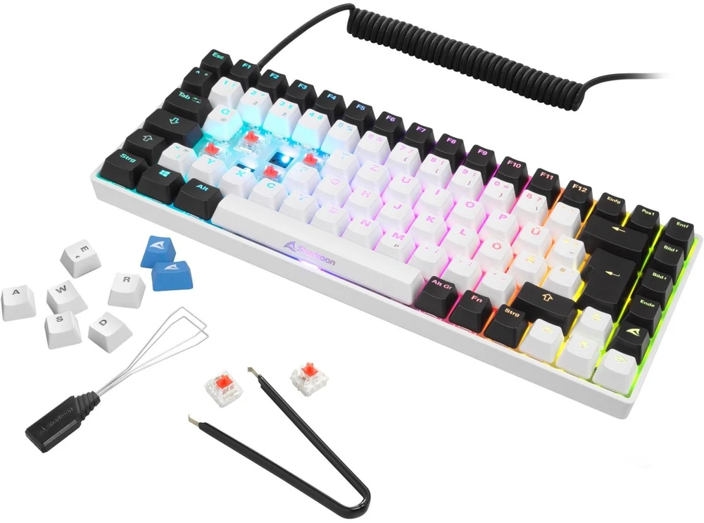 Sharkoon SKILLER SGK50 S3, Gaming-klaviatūra - baltas, DE-išdėstymas, Gateron Raudona