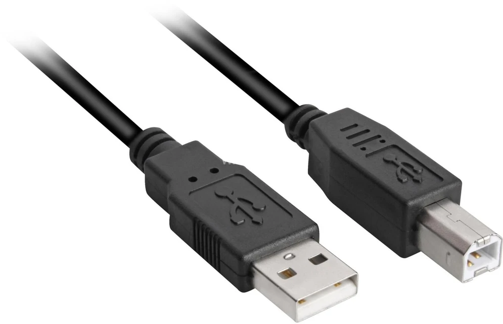 Sharkoon USB 2.0 Kabelis, USB-A Stecker > USB-B Stecker (juodas, 5,0 Meter)