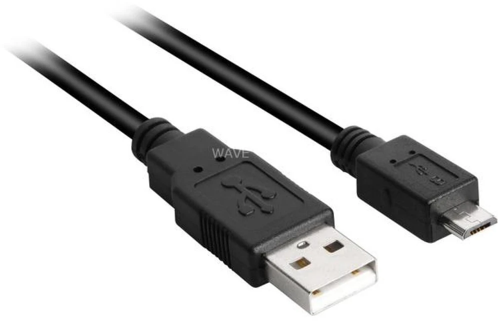 Sharkoon USB 2.0 Kabelis, USB-A Stecker > Micro-USB Stecker (juodas, 3,0 Meter)