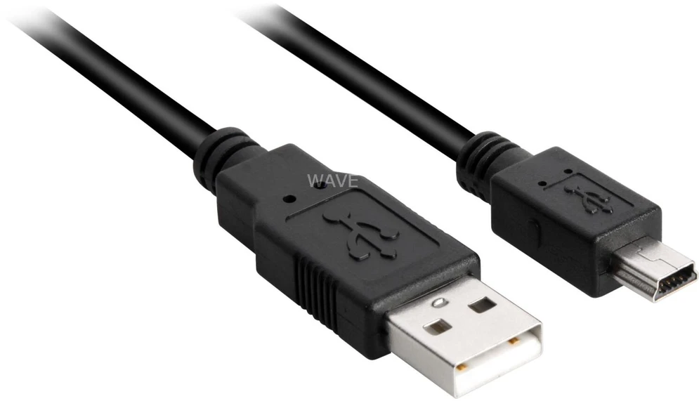Sharkoon USB 2.0 Kabelis, USB-A Stecker > Mini-USB Stecker (juodas, 2,0 Meter, doppelt geschirmt)