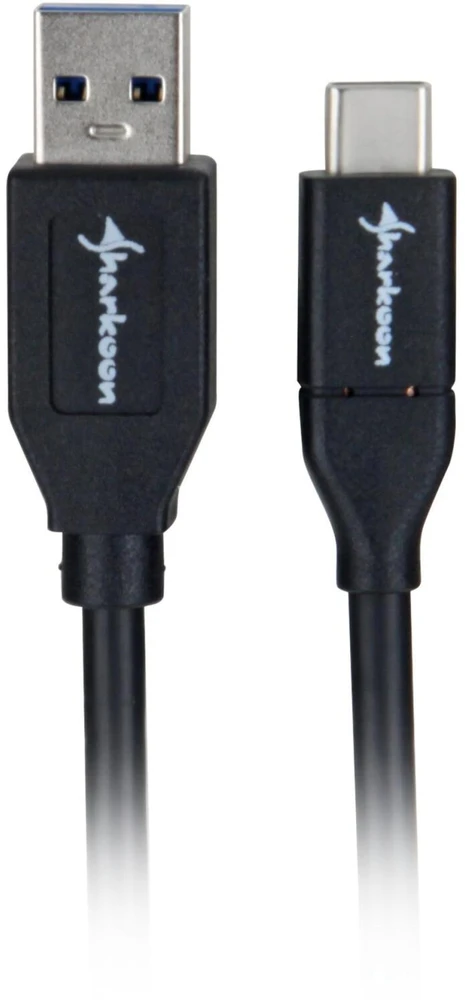 Sharkoon USB 3.2 Gen 2 Kabelis, USB-A Stecker > USB-C Stecker (juodas, 1 Meter)