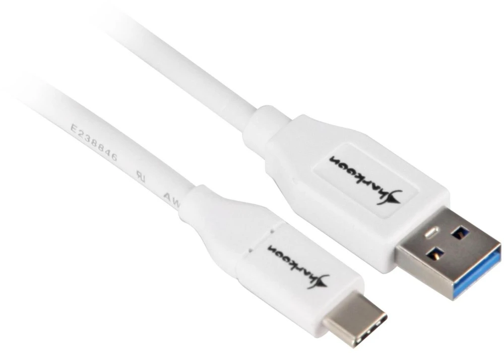 Sharkoon USB 3.1 Kabelis A-C - baltas - 0,5m