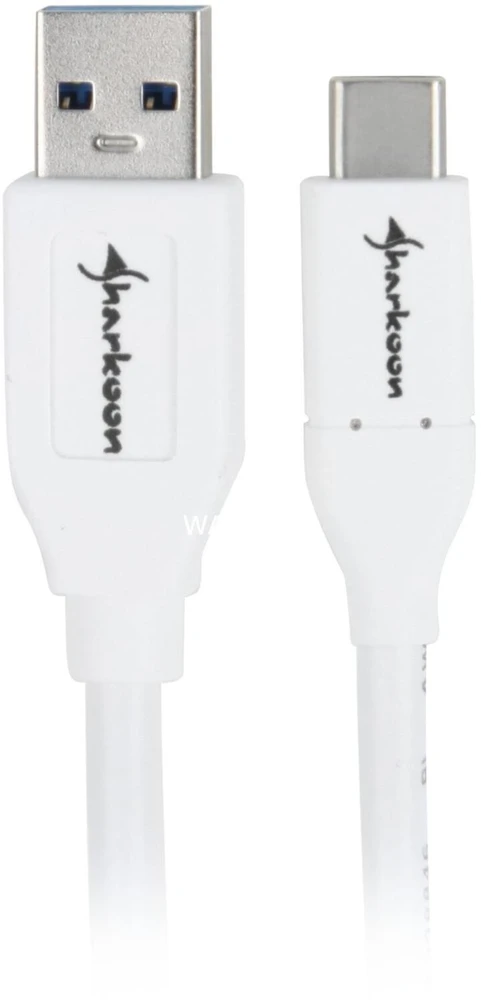 USB laidas Sharkoon USB-A - USB-C 1 m Balta (4044951021161)
