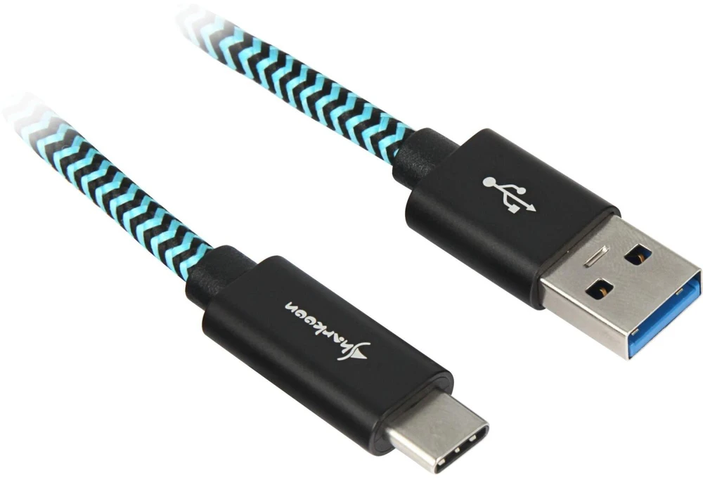 Sharkoon USB-A – USB-C USB laidas 1 m Juoda ir mėlyna (4044951027125)
