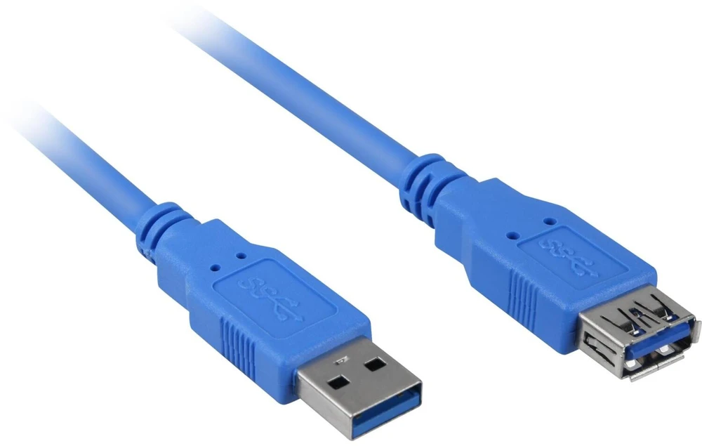 Sharkoon USB 3.2 Gen 1 Verlängerungskabel, USB-A Stecker > USB-A Buchse (blau, 3 Meter, doppelt geschirmt)