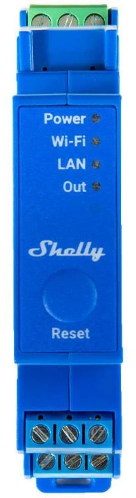 Shelly PRO 1 išmanioji 1 kanalo relė valdoma Wifi LAN ar Bluetooth montuojama ant DIN bėgelio