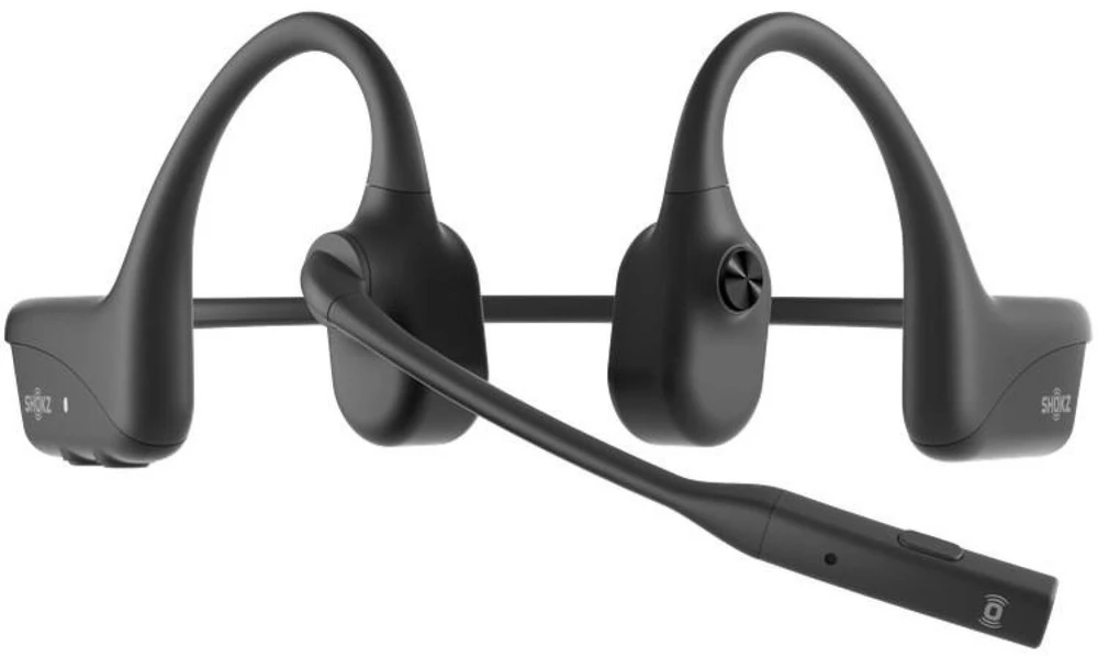 SHOKZ OpenComm2 UC 2025 atnaujintos belaidės Bluetooth kaulų laidumo vaizdo konferencijų ausinės su USB-C įkrovimo prievadu ir USB-C adapteriu | 16 val. pokalbių laiko, 29 m belaidžio ryšio atstumas, 1 val. įkrovimo laikas | Pridėtas triukšmą slopinantis mikrofono kotas ir dongle, juoda