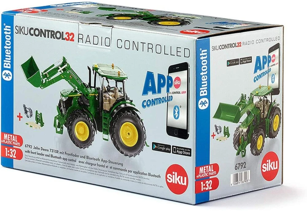 Siku Control32 John Deere 7310R with front loader and Bluetooth app control, RC (žalias)