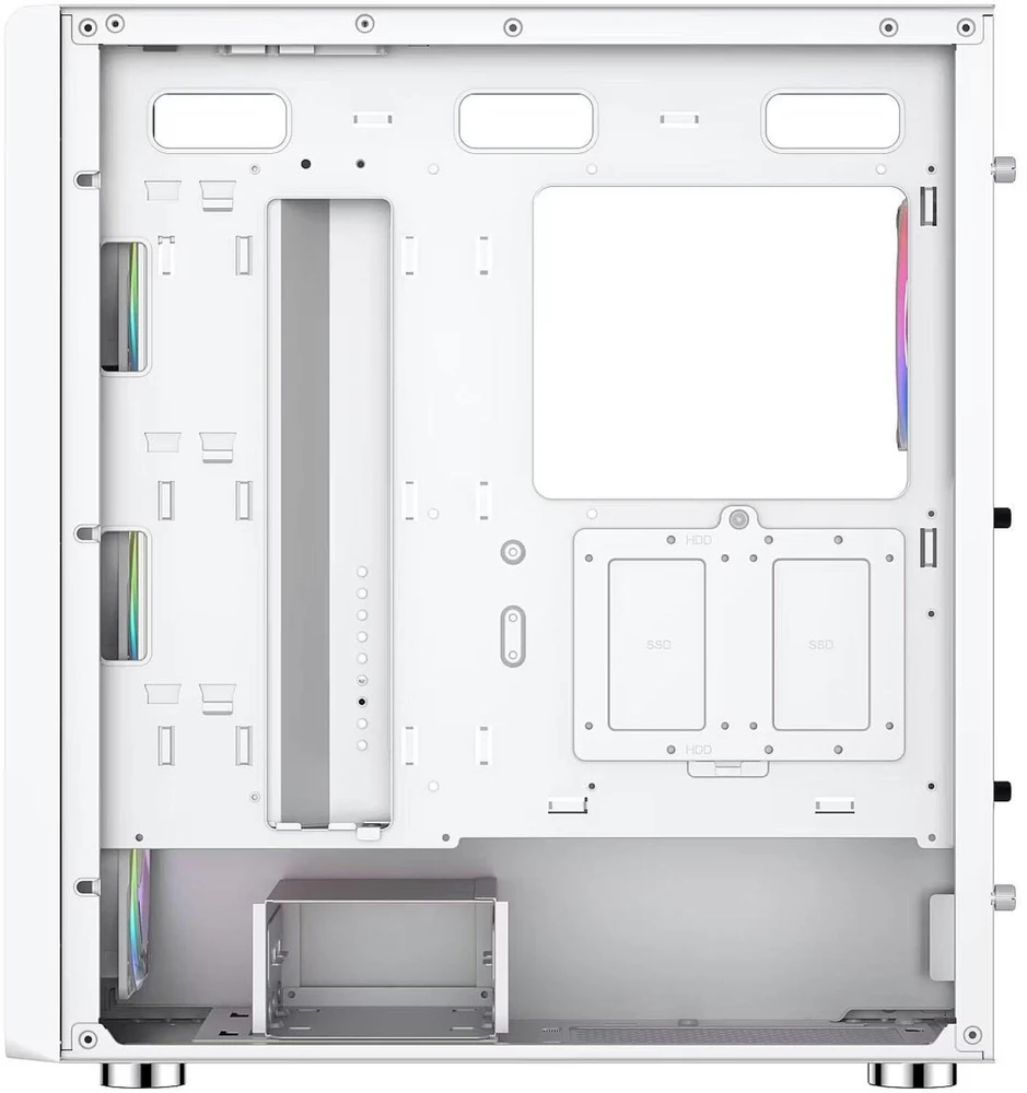 Silentware Air 100 AIR100WHITE, kompiuterio korpusas, baltas, Extended ATX, grūdintas stiklas, 2x USB 3.0, 4 ventiliatoriai