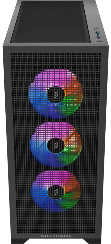 Silentware Core 100 ARGB kompiuterio korpusas CORE100BLACK, Midi-Tower, juodas, grūdintas stiklas, plienas, 50 l, ATX
