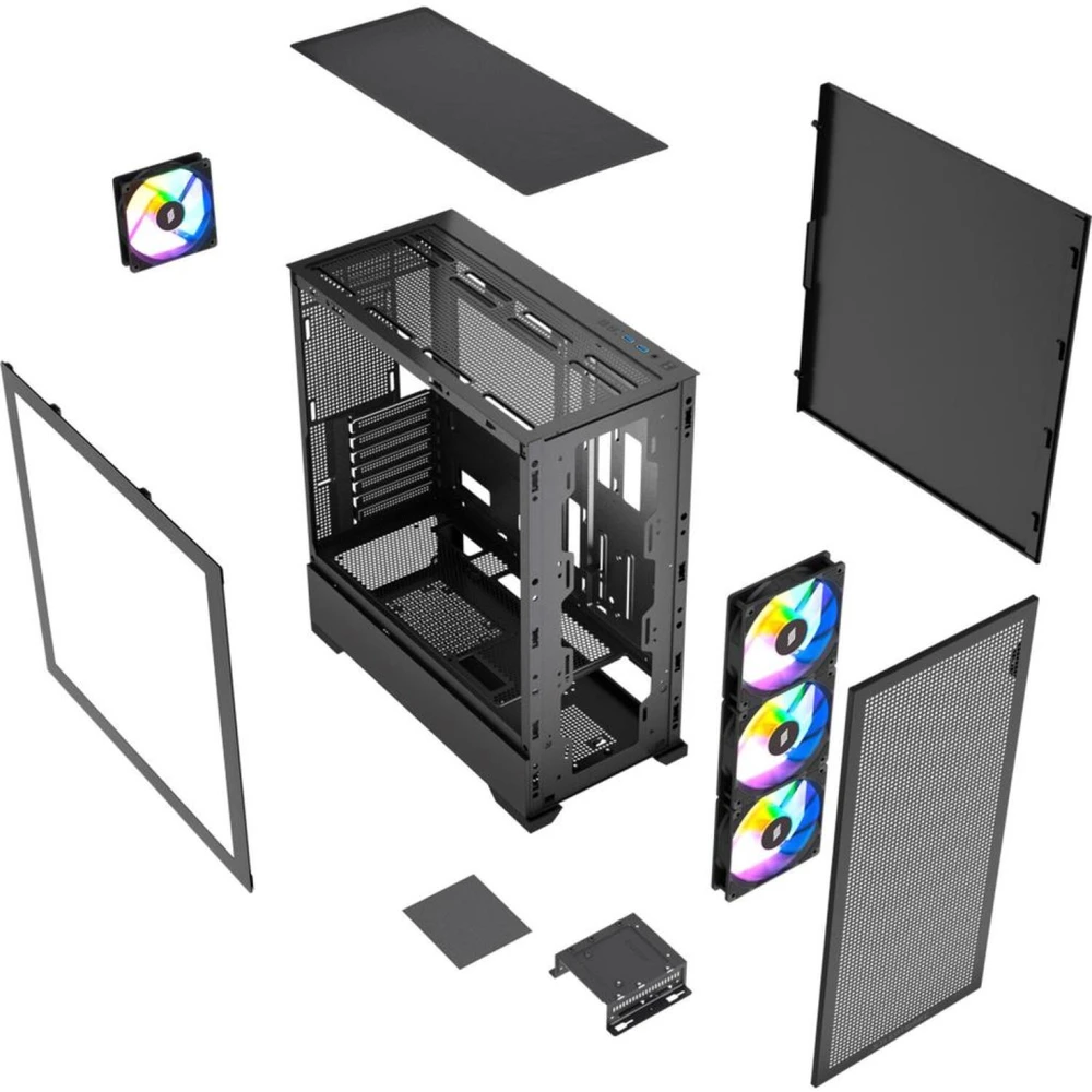 Silentware Core 100 ARGB kompiuterio korpusas CORE100BLACK, Midi-Tower, juodas, grūdintas stiklas, plienas, 50 l, ATX