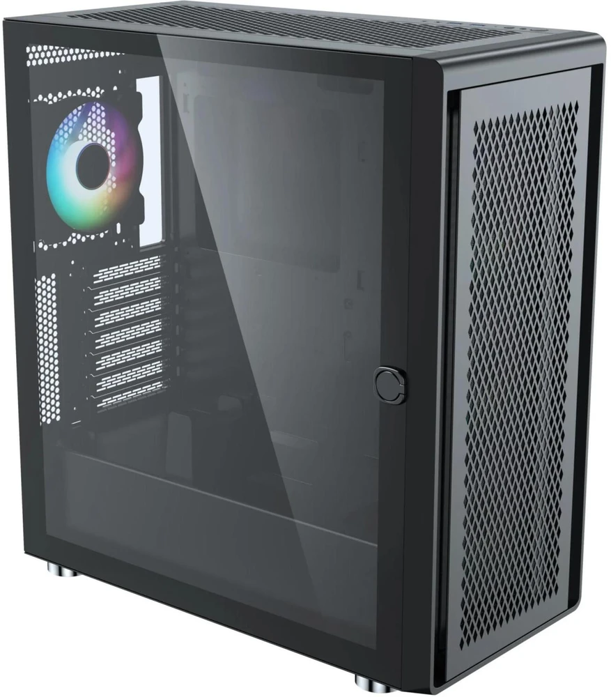 Silentware Kompiuterio korpusas AIR10, 2x USB 2.0, 1x USB 3.0, 2 ventiliatoriai, grūdintas stiklas, juoda, mATX, 240mm radiatorius